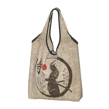 Samurai Японское Слово Grocery Tote Сумка для покупок Женская Забавная сумка для покупок через плечо Сумка Большой емкости