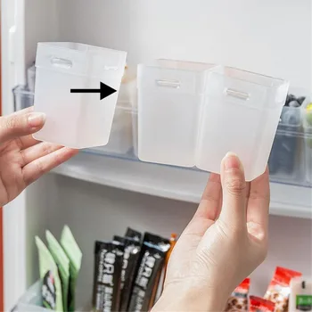 Дизайн с пряжкой, Полупрозрачный Сортировочный ящик для хранения сбоку холодильника, 2 ящика для хранения продуктов на кухне, сумка для приправ